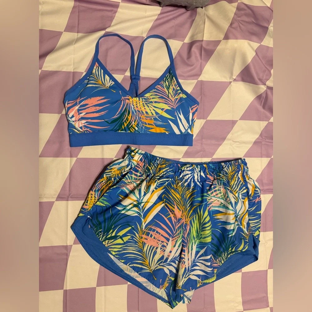 Avia 2-Piece Activewear Set - Tropical Palm Print - Size Medium - Picture 5 of 12